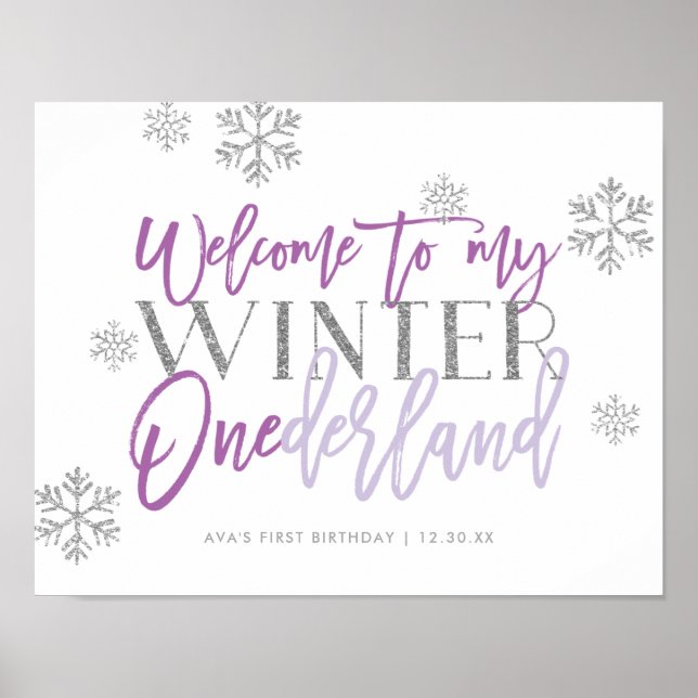 Poster Sinal de boas-vindas do Winter ONEderland Silver G (Frente)