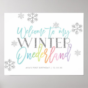 Poster Sinal de boas-vindas do Winter ONEderland Silver R