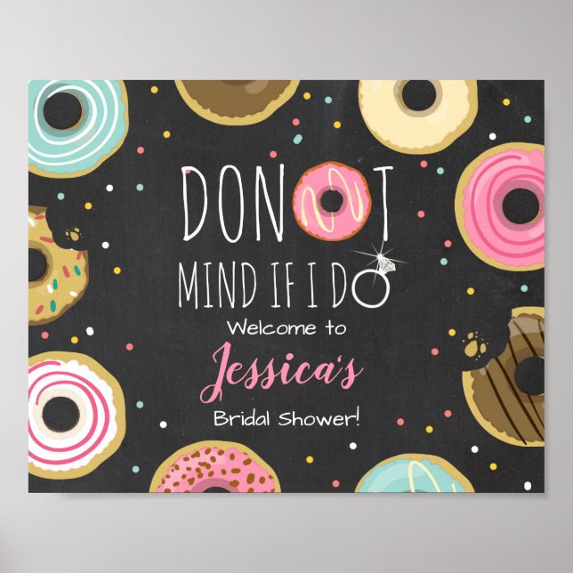 Poster Sinal de Boas-Vindas Donut Mind If I Do Chá de Noi (Frente)