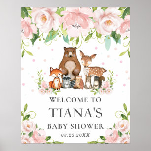 Poster Sinal de boas-vindas dos animais florestais