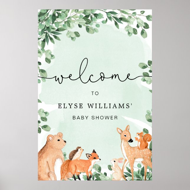 Poster Sinal de boas-vindas dos animais florestais (Frente)