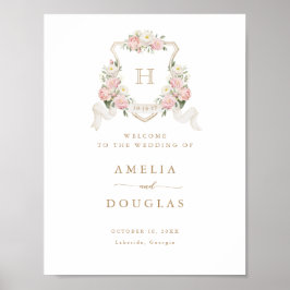 Poster Sinal de boas-vindas dos Rosas Blush Floral