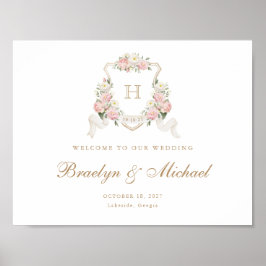 Poster Sinal de boas-vindas dos Rosas Blush Floral