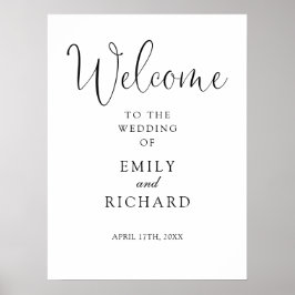 Poster Sinal De Boas-Vindas Elegante De Casamento Negro E