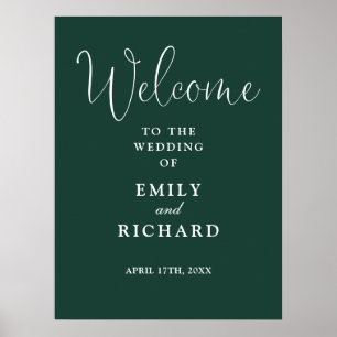 Poster Sinal de Boas-vindas Elegante Emerald Green