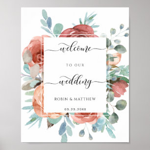 Poster Sinal de Boas-Vindas Elegante, Floral Ereal