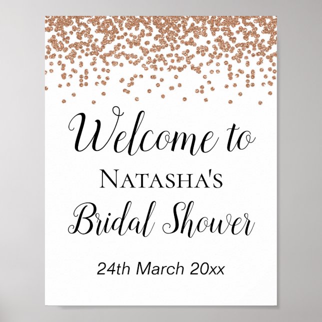 Poster Sinal de Boas-Vindas em Rose Gold - Sinal de Chuva (Frente)