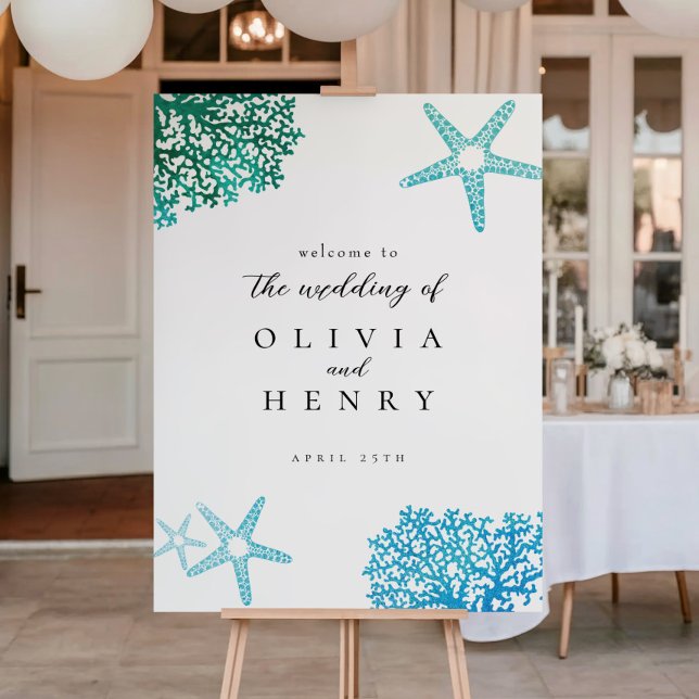 Poster Sinal de Boas-Vindas Estrela do Mar Casamento na P (Criador carregado)