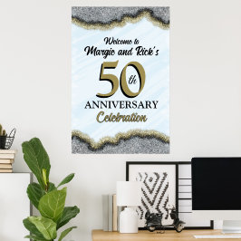 Poster Sinal de boas-vindas Faux Glitter do 50º aniversár