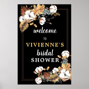 Poster Sinal de boas-vindas floral branco do chá de