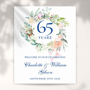 Poster Sinal de Boas-Vindas Floral de Aniversário de Casa