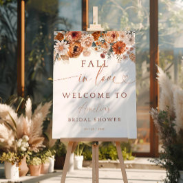 Poster Sinal de Boas-Vindas Floral de Outono para Cair no