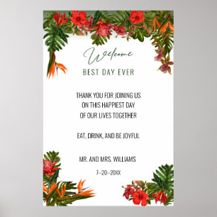 Poster Sinal de Boas-Vindas Floral Tropical Breeze Casame