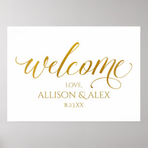 Poster Sinal de Boas-vindas - Foil Faux do Casamento C es