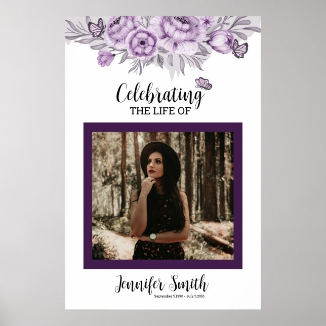 Poster Sinal de boas-vindas funerário floral Modelo (Frente)