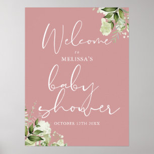 Poster Sinal de Boas-Vindas Greenery Dusty Rose para Chá