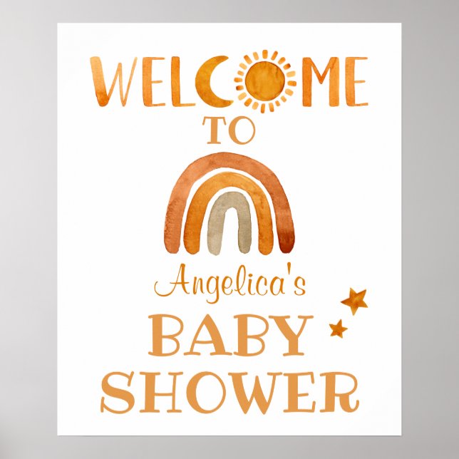 Poster Sinal de boas-vindas, Lua, Arco-Íris e Estrelas (Frente)