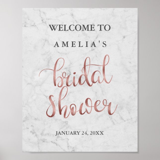 Poster Sinal de boas-vindas Marble Faux Chá de panela Dou (Frente)