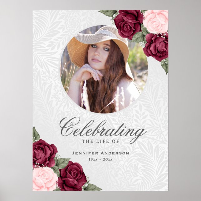 Poster Sinal de Boas-Vindas Memorial Foto Rosa Vermelho E (Frente)