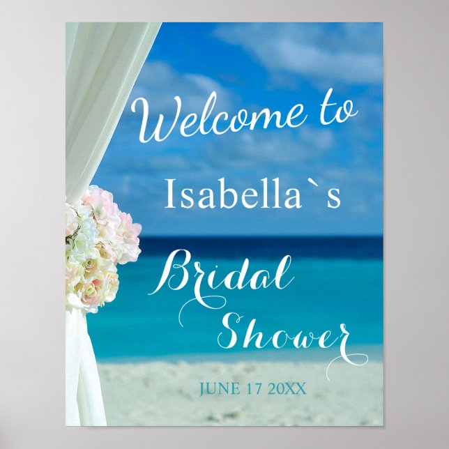 Pôster Sinal de boas-vindas | Ocean Beach Summer Chá de p (Frente)