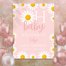 Sinal de Boas-Vindas Oh Baby Daisy Rosa para Chás 