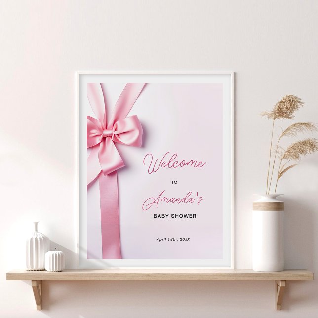 Poster Sinal de Boas-Vindas para Baby Shower com Laço de  (Criador carregado)