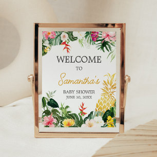 Poster Sinal de Boas-Vindas para Baby Shower de Abacaxi A