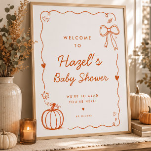 Poster Sinal de Boas-Vindas para Baby Shower Doodle de Ab