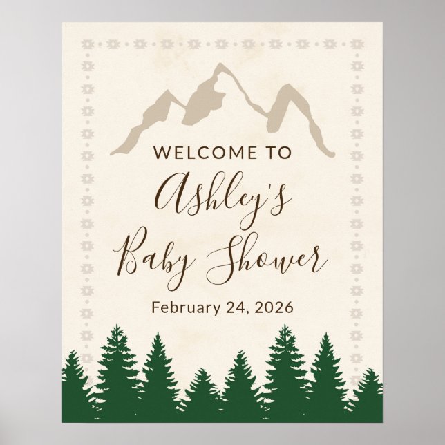 Poster Sinal de boas-vindas para Baby Shower na Floresta  (Frente)