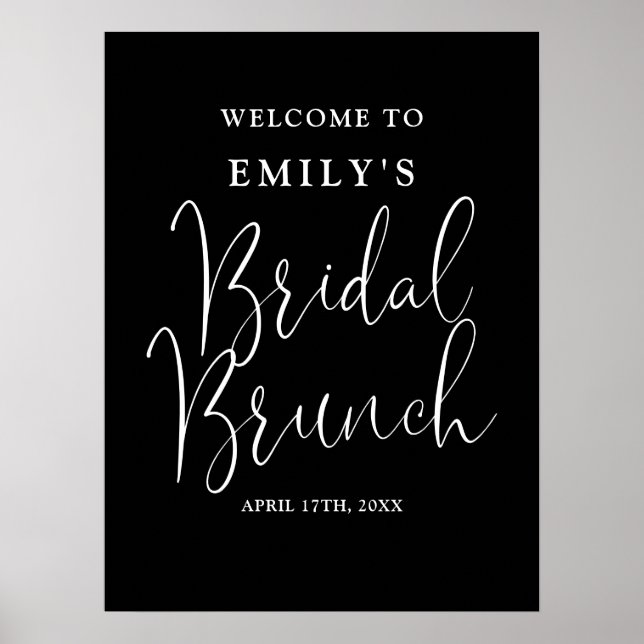 Poster Sinal de Boas-Vindas para Brunch de Noiva em Scrip (Frente)