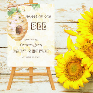 Poster Sinal de Boas-Vindas para Chá de Bebê Abelha Mel