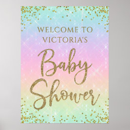 Poster Sinal de Boas-Vindas para Chá de Bebê Arco-Íris