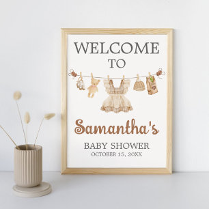 Poster Sinal de Boas-Vindas para Chá de Bebê Café
