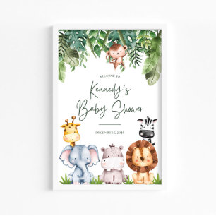 Poster Sinal de Boas-Vindas para Chá de Bebê de Animais d