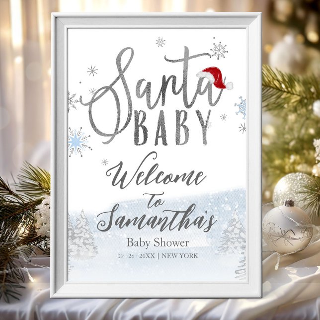 Poster Sinal de Boas-Vindas para Chá de Bebê de Natal Bab (Criador carregado)