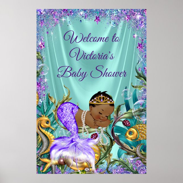 Poster Sinal de boas-vindas para chá de bebê de sereia af (Frente)