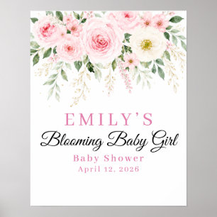 Poster Sinal de Boas-Vindas para Chá de Bebê Menina Flori
