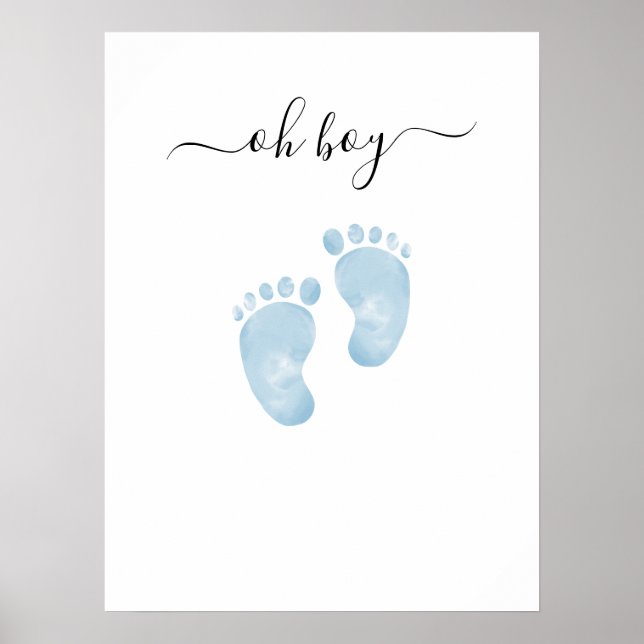 Poster Sinal de Boas-Vindas para Chá de Bebê Menino Pés d (Frente)
