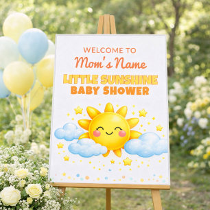 Poster Sinal de Boas-Vindas para Chá de Bebê Nuvens e Est