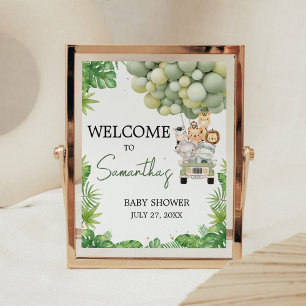 Poster Sinal de Boas-Vindas para Chá de Bebê Oh Boy Jungl