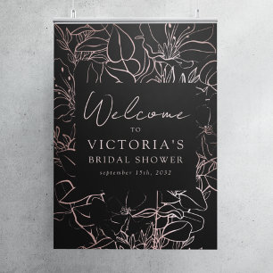Poster Sinal de Boas-Vindas para Chá de Noiva com Floral 