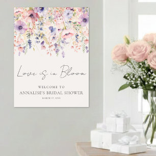Poster Sinal de Boas-Vindas para Chá de Noiva com Flores