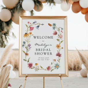 Poster Sinal de Boas-Vindas para Chá de Noiva com Flores