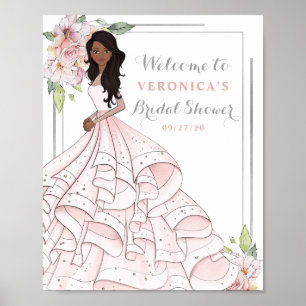 Poster Sinal de Boas-Vindas para Chá de Noiva com Glamour