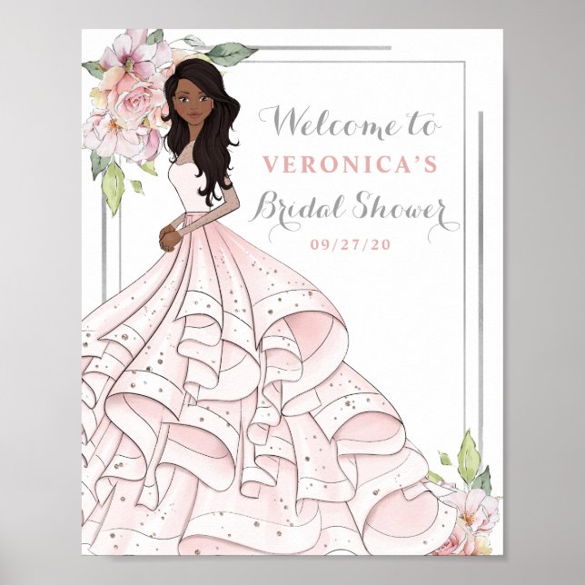 Poster Sinal de Boas-Vindas para Chá de Noiva com Glamour (Frente)