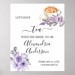 Poster Sinal de Boas-Vindas para Chá de Noiva com Orquíde