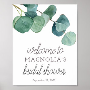 Poster Sinal de Boas-Vindas para Chá de Noiva com Verde d