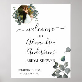 Poster Sinal de Boas-Vindas para Chá de Noiva com Verde d
