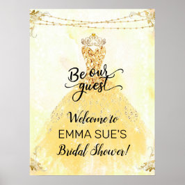 Poster Sinal de Boas-vindas para Chá de Noiva da Princesa