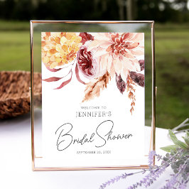 Poster Sinal de Boas-Vindas para Chá de Noiva Elegante Bo